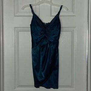 Lulus Twist-Front Teal Blue Bodycon Mini Dress